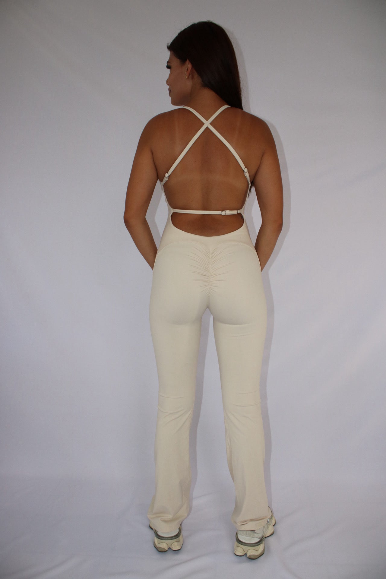 Criss Cross Jumpsuit Cream White