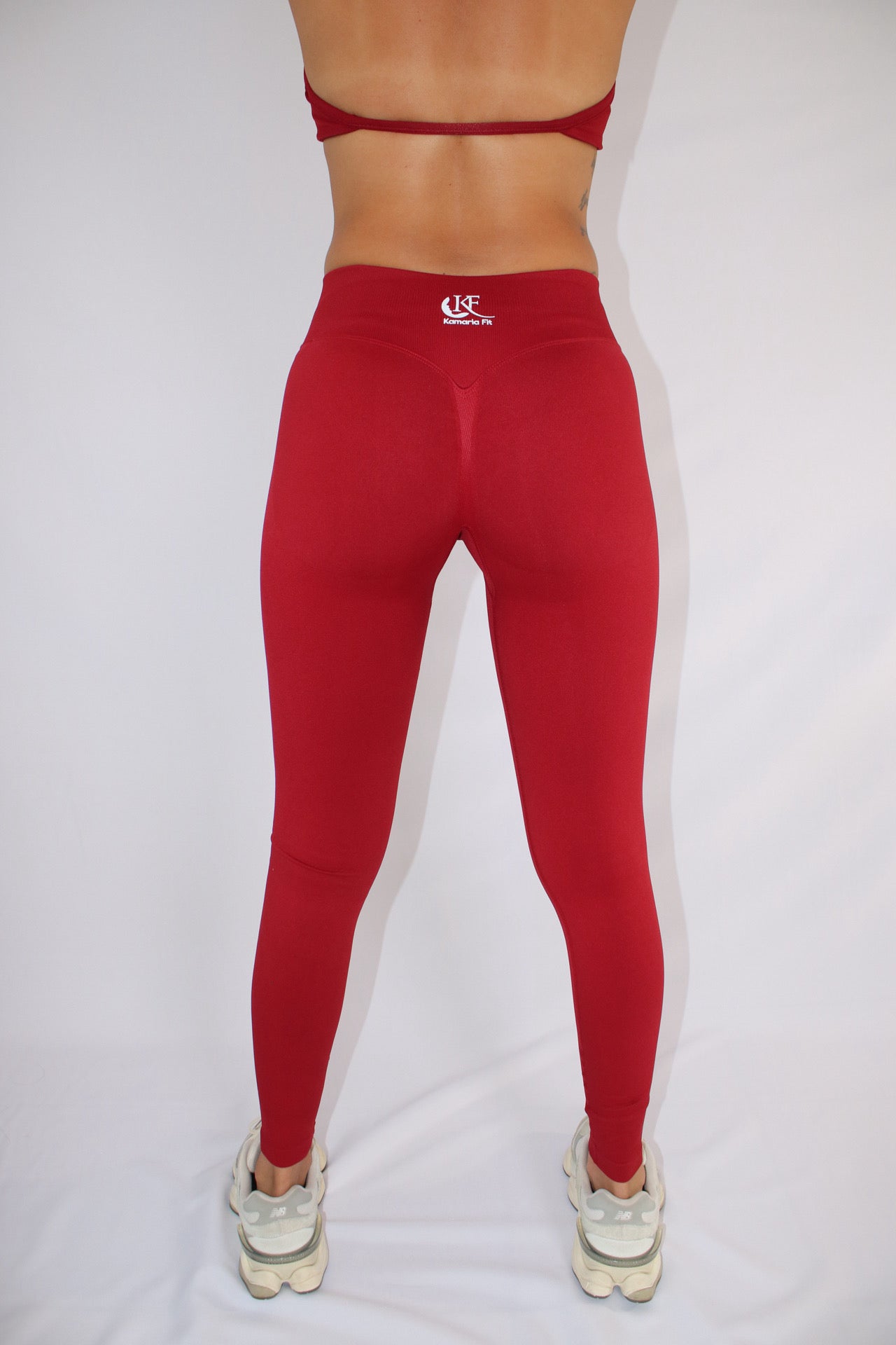 Mid-Waist Yoga Leggings Compression Butt-Lift Leggings Red