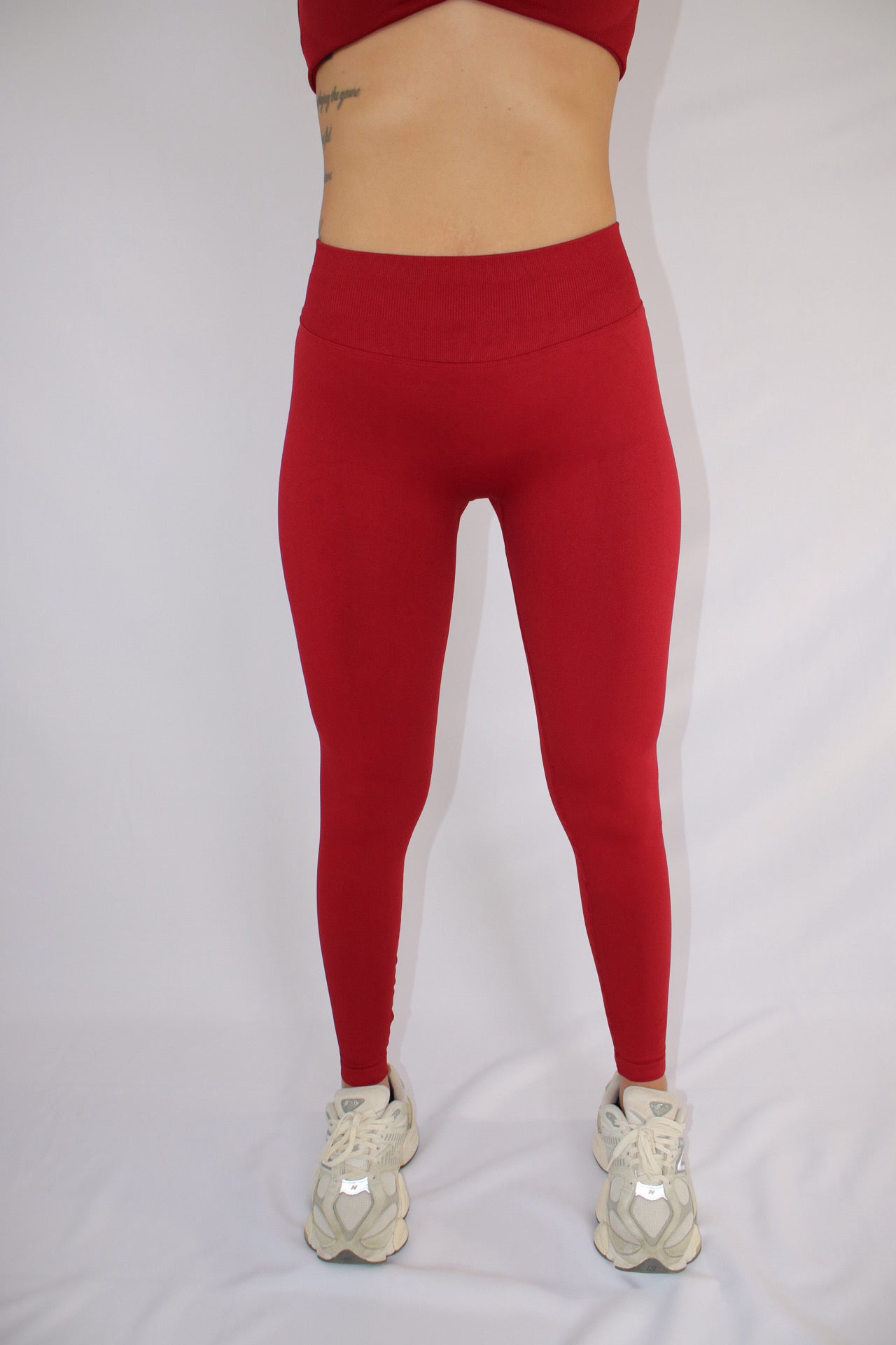 Mid-Waist Yoga Leggings Compression Butt-Lift Leggings Red