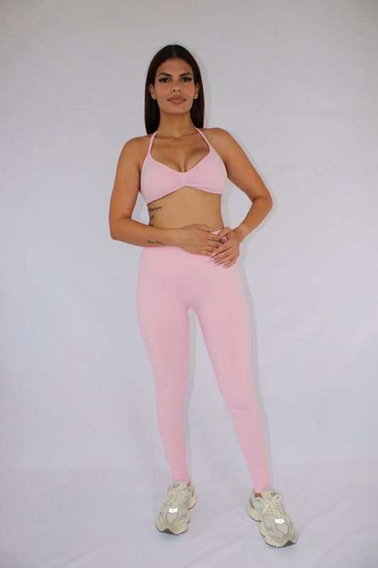 Mid-Waist Yoga Leggings Compression Butt-Lift Pink