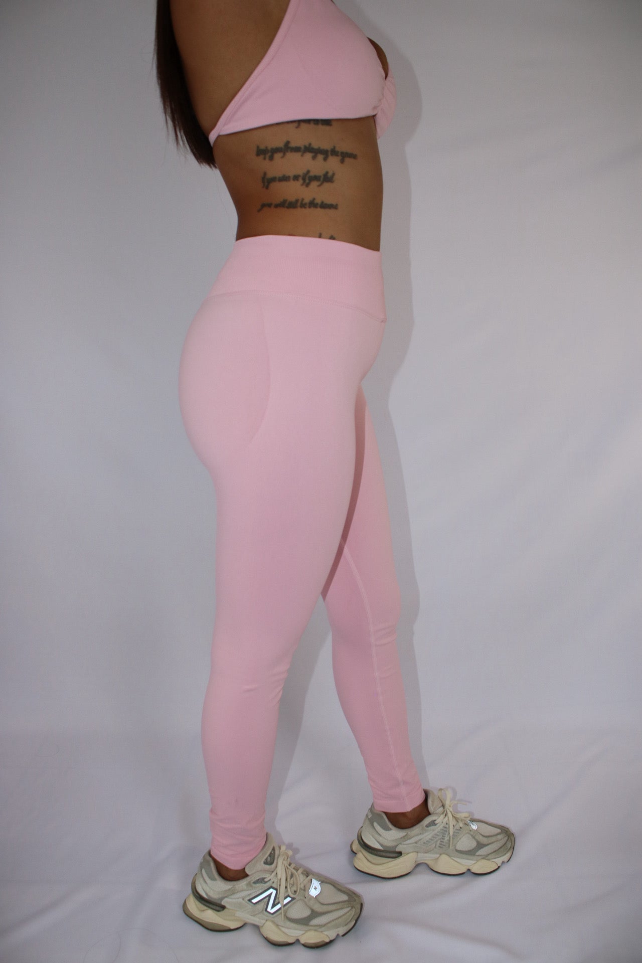 Mid-Waist Yoga Leggings Compression Butt-Lift Pink