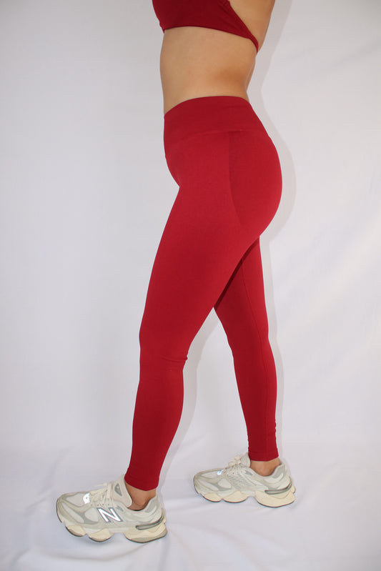 Mid-Waist Yoga Leggings Compression Butt-Lift Leggings Red